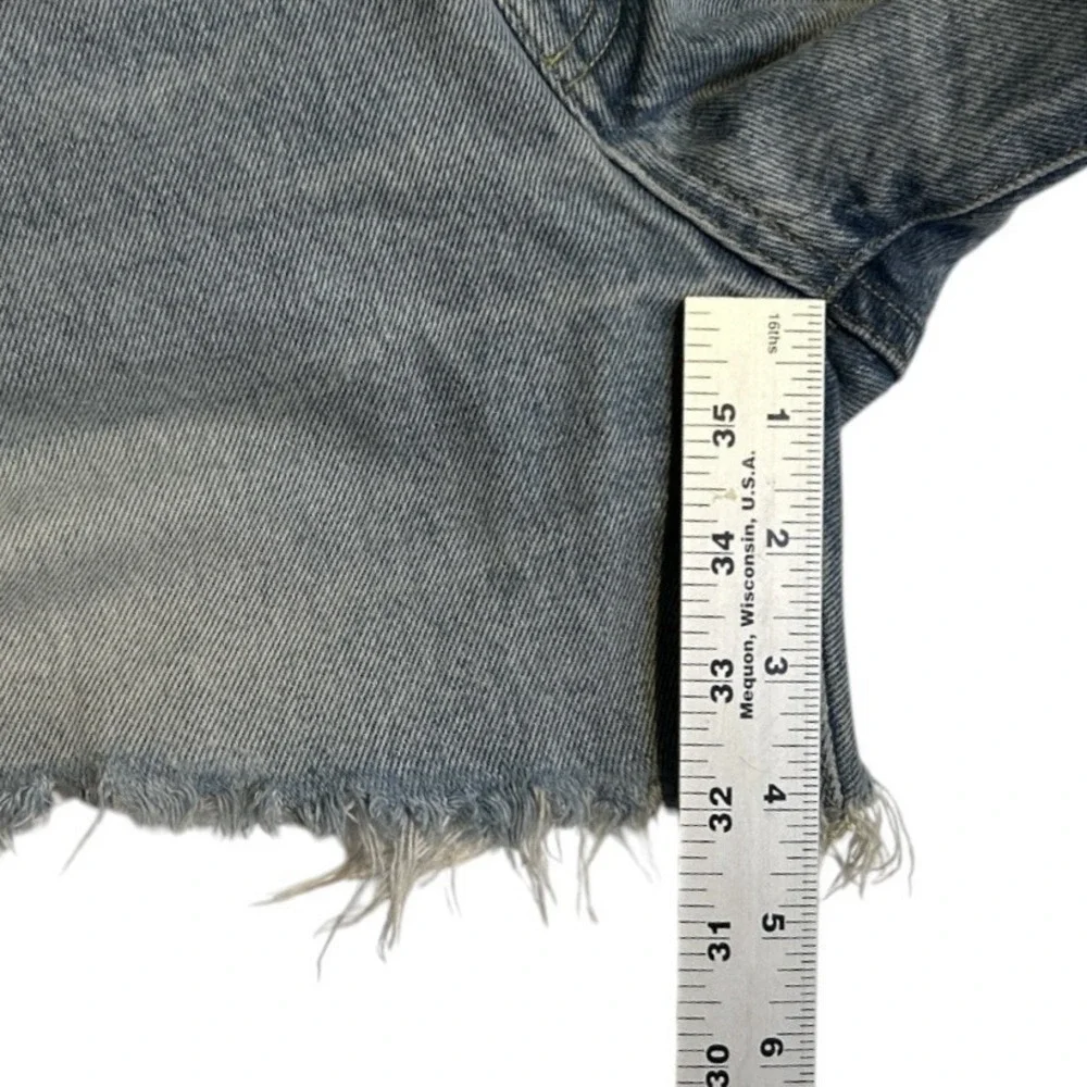 AGOLDE Parker Blue Denim Shorts sz 27 Buttonfly Cut-off Distressed 100% Cotton